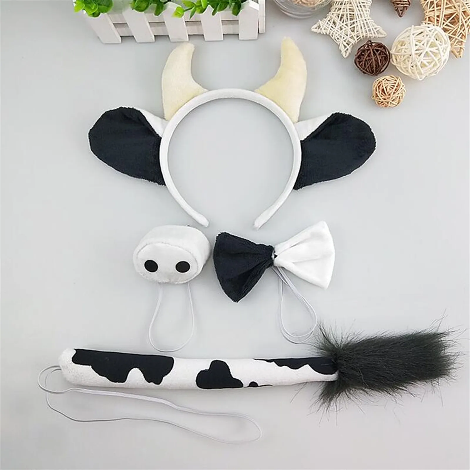 

Electric Baby Swing Cow 4 Children's Hat Gift Decoration Headband Day Bow Headband Tie Set Animal Novelty funny toy