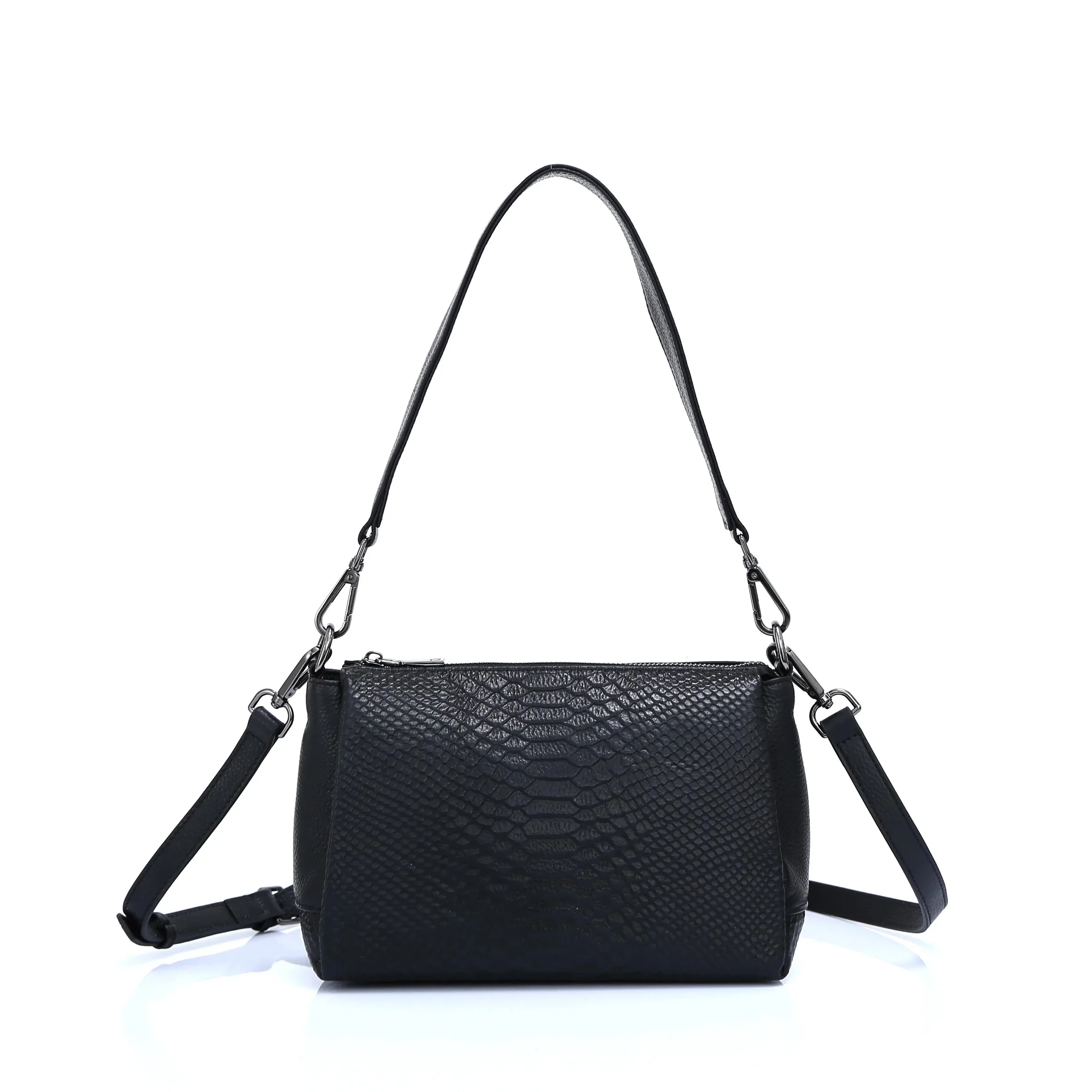 Zency Genuine Leather Women's Shoulder Bag Casual Simple Crossbody Handbag Lady Alligator Small Vintage Top-handle Bags Winter