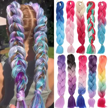 24吋編織假髮接髮片,巨型辮子彩色接髮,附亮片,適合聖誕派對穿戴 8 最佳銷售 漸層色接髮 - №4