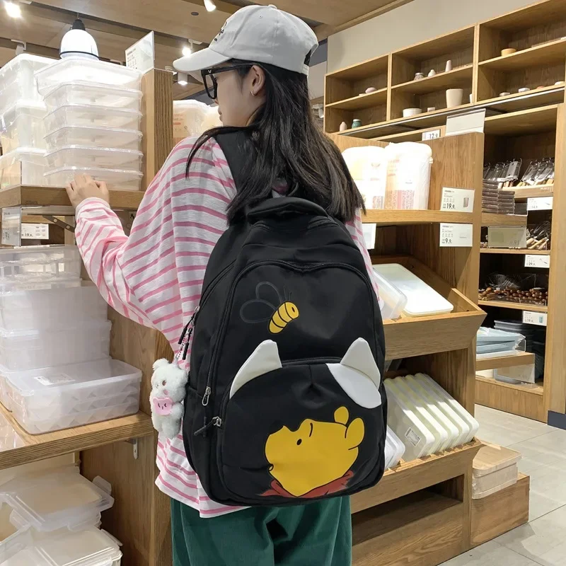 Japanese Ins Middle School Students Winnie The Pooh Schoolbag Kawaii Cartoon Large Capacity Female Cute Leisure Travel Backpack