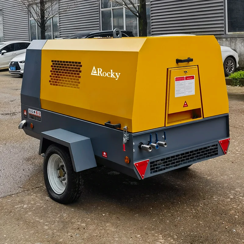 Portable Small Mobile Screw Compressor 185 Cfm Diesel Air Compressor