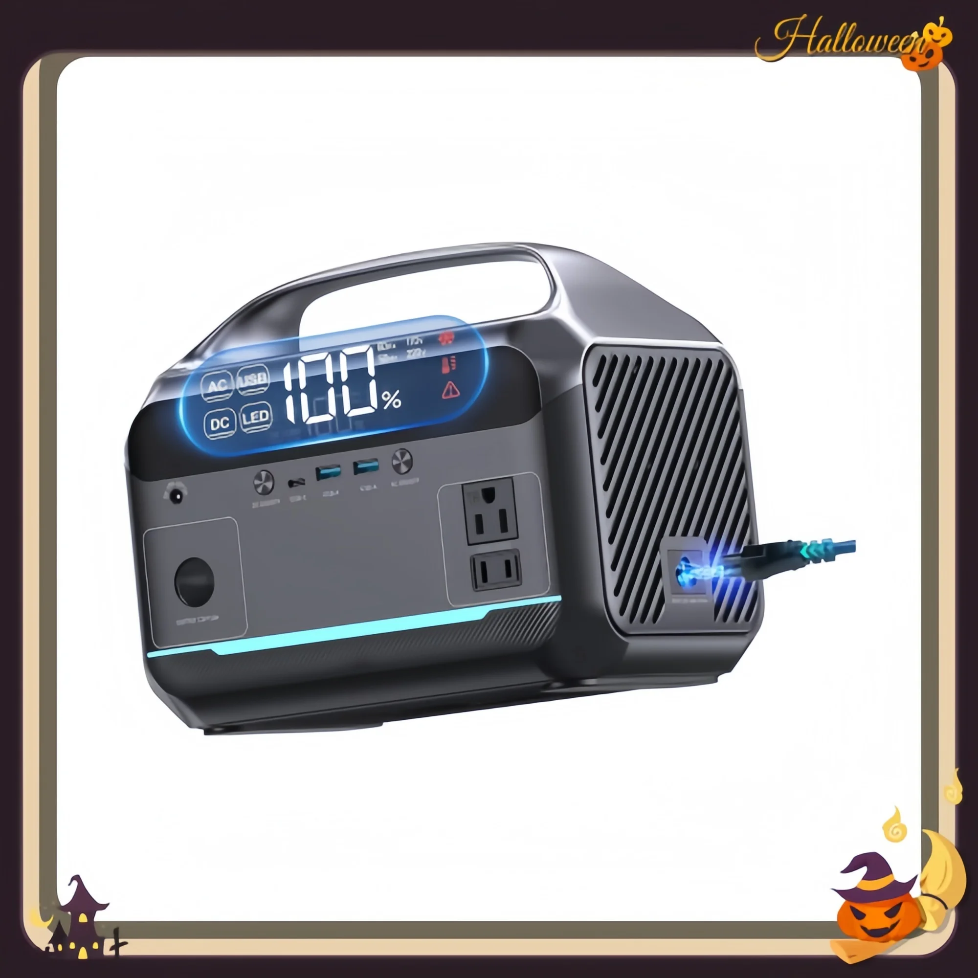 Central eléctrica portátil de 600 W, batería LiFePO4 de 288 Wh, 3 salidas de CA, generador solar para acampar al aire libre, viaje en RV, respaldo en casa.