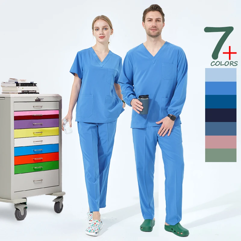 Ultra Lite Medical Scrub Set Stretch Dental Surgeon Uniform Chef Uniform Safety Clothing Healthcare Suit Uniforme medical S01