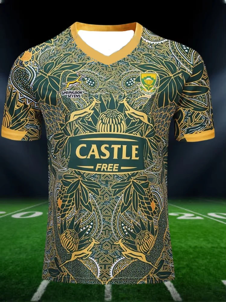 

Модная дышащая быстросохнущая мужская футболка из джерси для регби Южной Африки 2019, для детей и взрослых, летние виды спорта