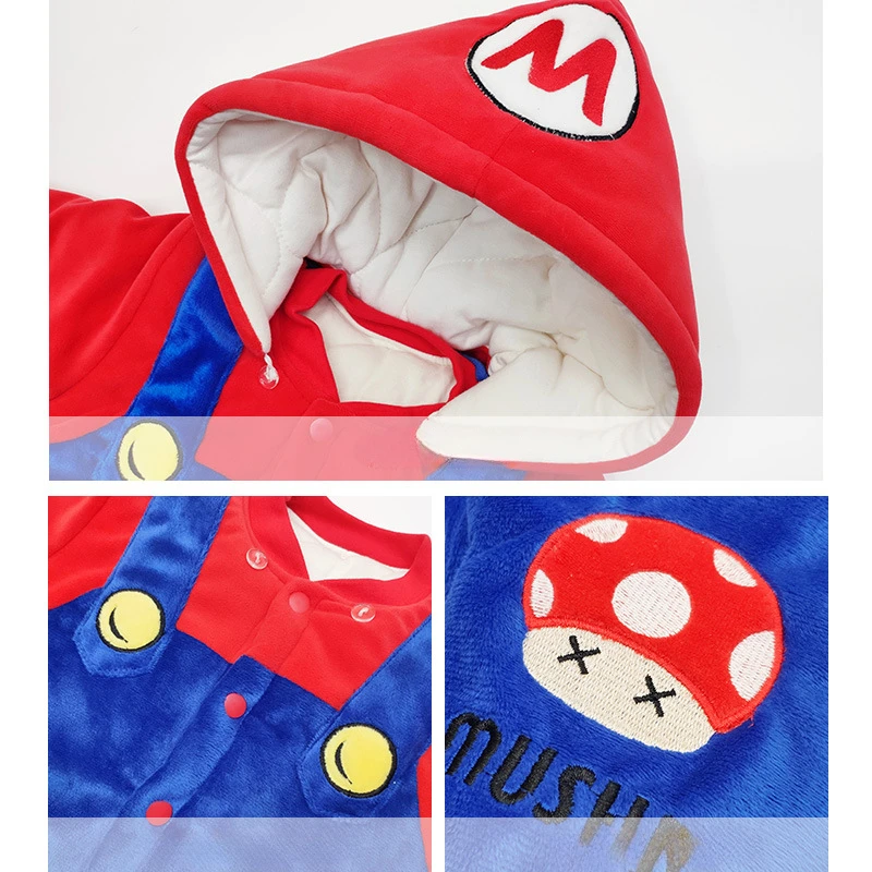 Super Marios Newborn Baby Clothes Thick Winter Warm High Quality Toddler Kids Costume Baby Onesie Boys Girls Photography Romper