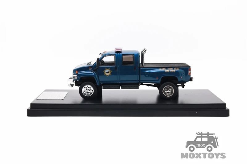 MK Miniatures & GOC 1:64 GMC TOP KICK PICK UP camion de POLICE bleu Limited499 singapour AUTOEXPO 2025 modèle de voiture moulé sous pression