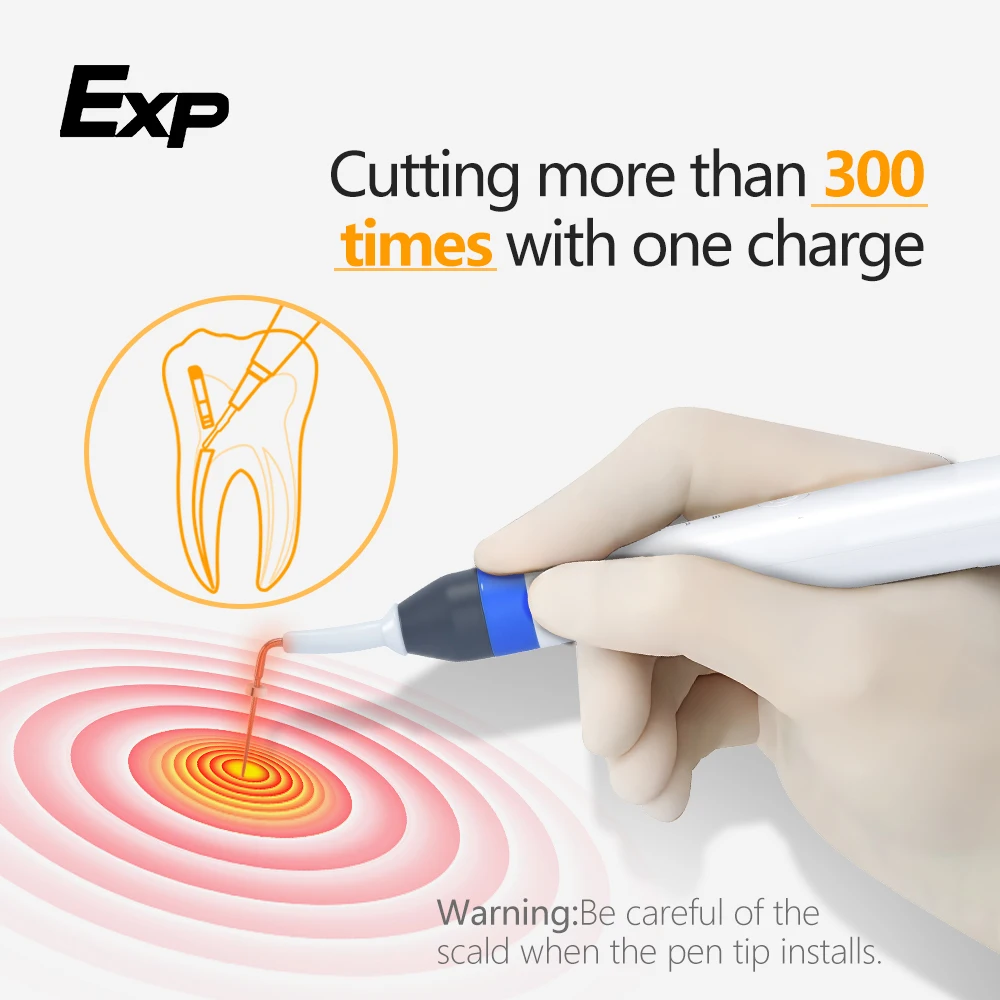 Exp Dental Occlusion Pen with 2 Work Tips Endo Heated Pen For Gutta-Percha Filling System Wireless Charging Dental Equipment