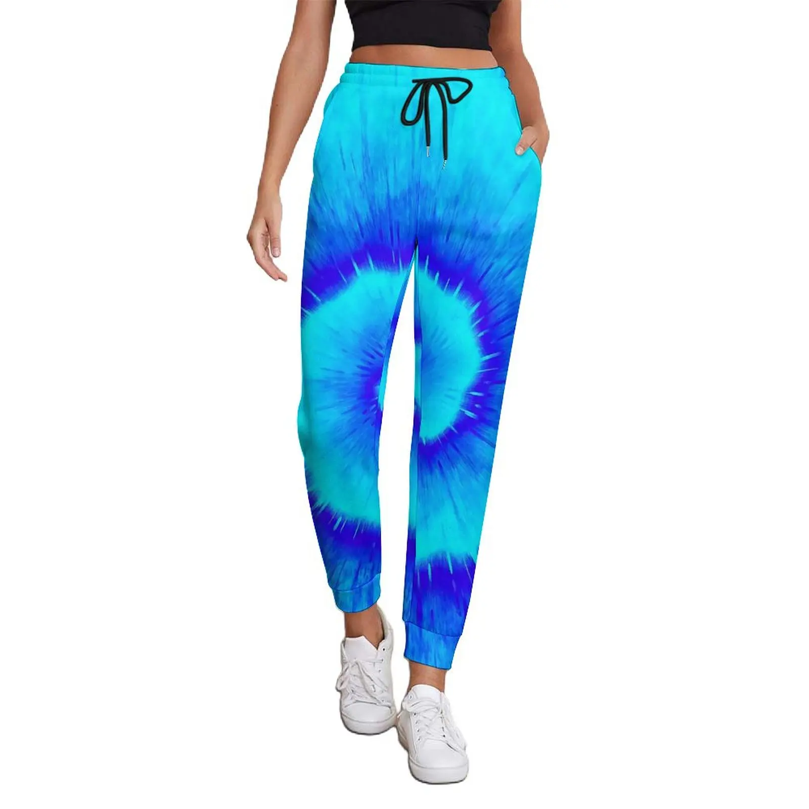 

Tie Dye Swirl Jogger Pants Blue Shades Harajuku Sweatpants Spring Female Kawaii Custom Big Size Trousers Gift