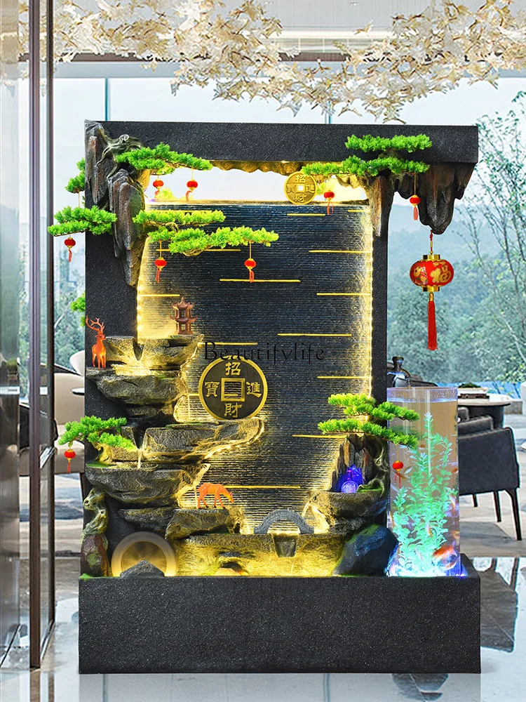 Rockery Circulating Water Tank Partition Double-Sided Water Flow Fortune Fengshui Wheel Water Landscape Decoration