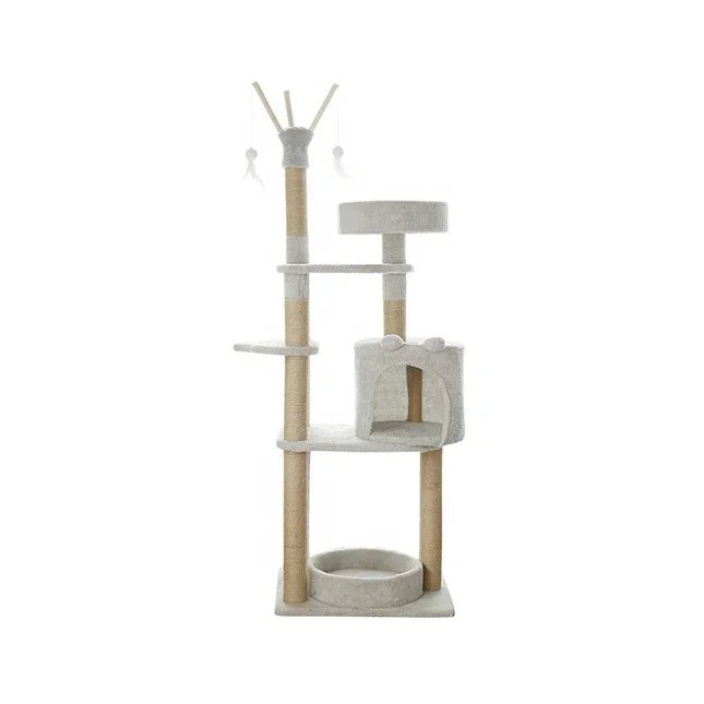 Wholesale Cat Tree in Interactive Toys with Natural Sisal Scratch Board Cat Castle House Luxury Pet House Cattery Cat Tower