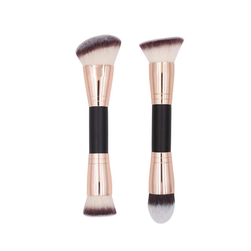 1pc Pennelli per trucco professionale a doppia testa 2 in1 Pennello per fondotinta viso Pennello per trucco di bellezza multifunzionale Belleza
