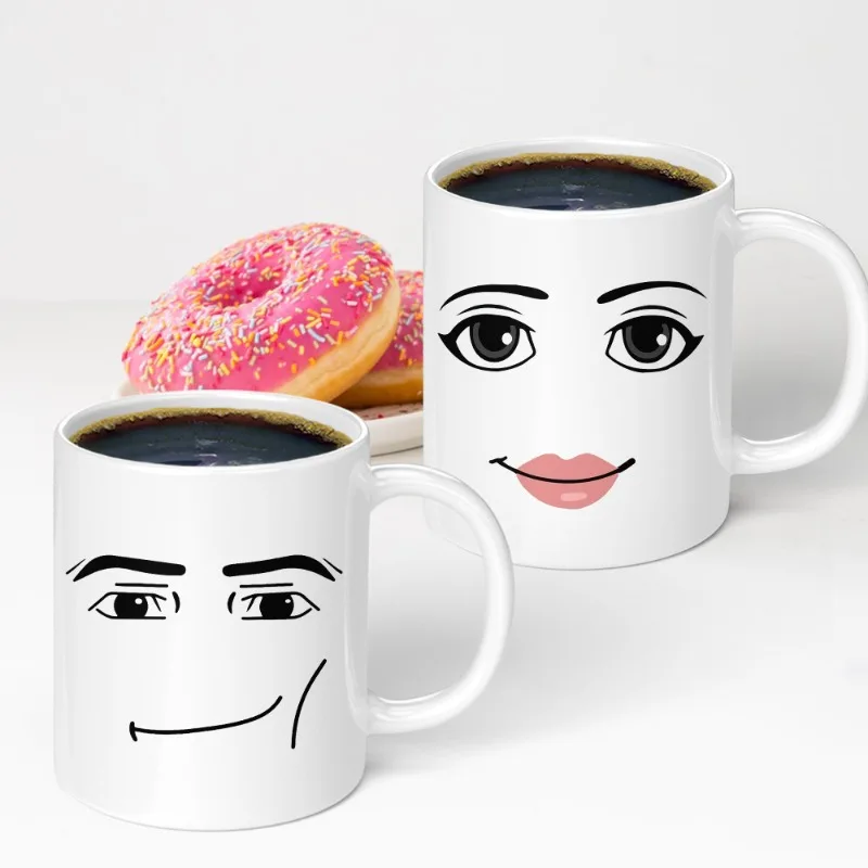 Cangkir Keramik Pasangan Gambar Kartun Game Roblox Cangkir Susu Kopi Perifer Anime Hadiah Ulang Tahun Pelajar Pria Wanita Lucu