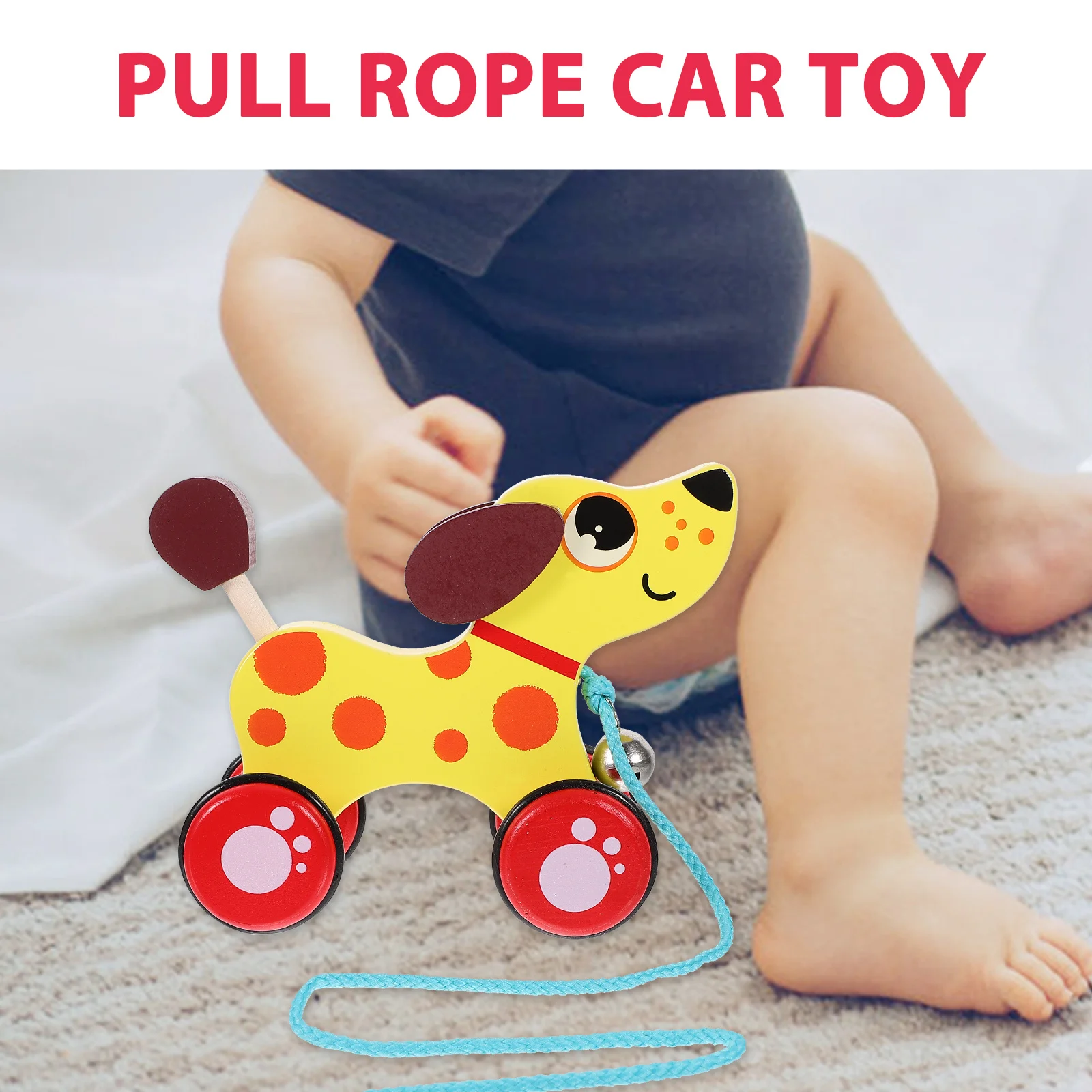 سيارة سحب خشبية على شكل حيوان للأطفال الصغار، تدريب على المشي، مشاية تعلم الطفل، رسوم متحركة إبداعية للتعليم المبكر