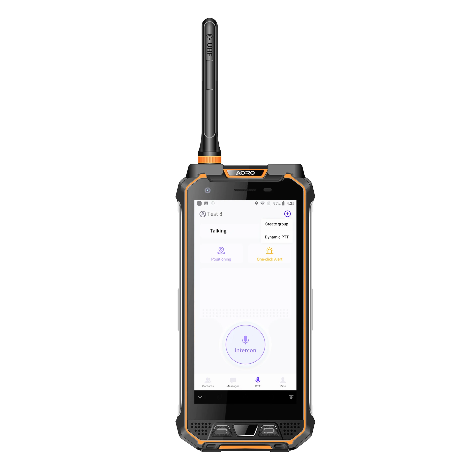 Telefono walkie talkie radio portatile ip68 impermeabile robusto con barra smartphone gsm uhf rfid /vhf dmr