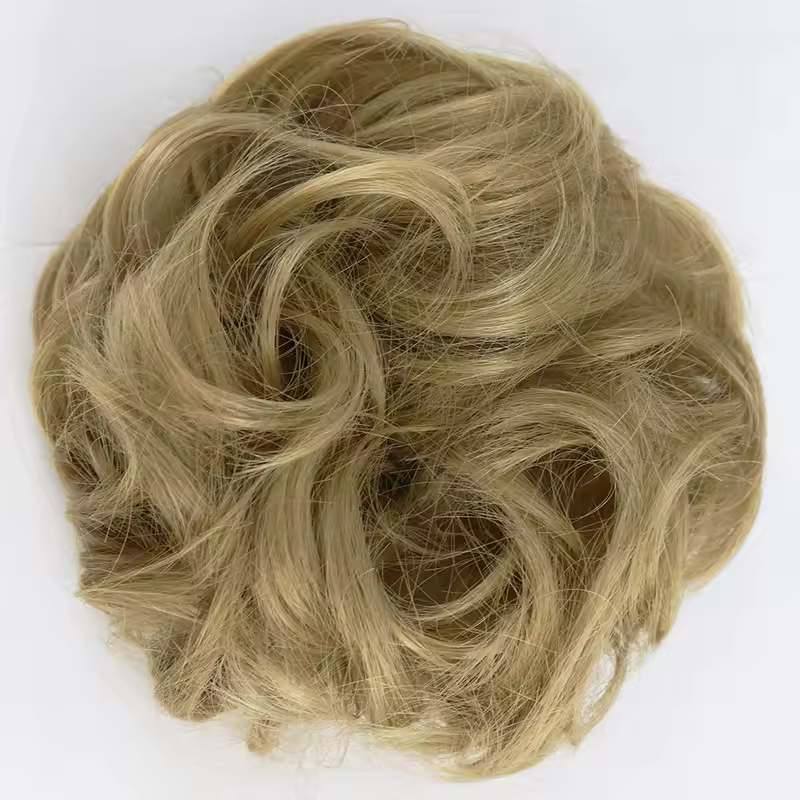 Azqueen Synthetic Messy Bun Chignon Donut Gary Brown Color Hair Bun Pad Elastic Hair Rope Rubber Band Hair Extensions - Image 11