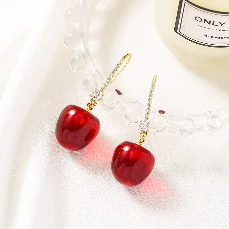 10Pcs Fruit Charms Pendant Resin Cherry Shape Earring Charms Diy Findings Keychain Bracelets Pendant For Jewelry Making Supplies