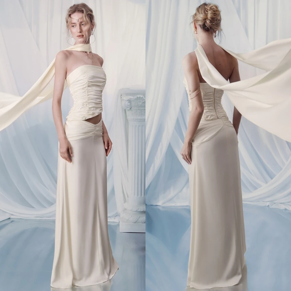 

Customized Fashion Strapless Evening Dress and Exquisite Satin Special Occasion Gowns and Delicate Sleeveless Party Dresses