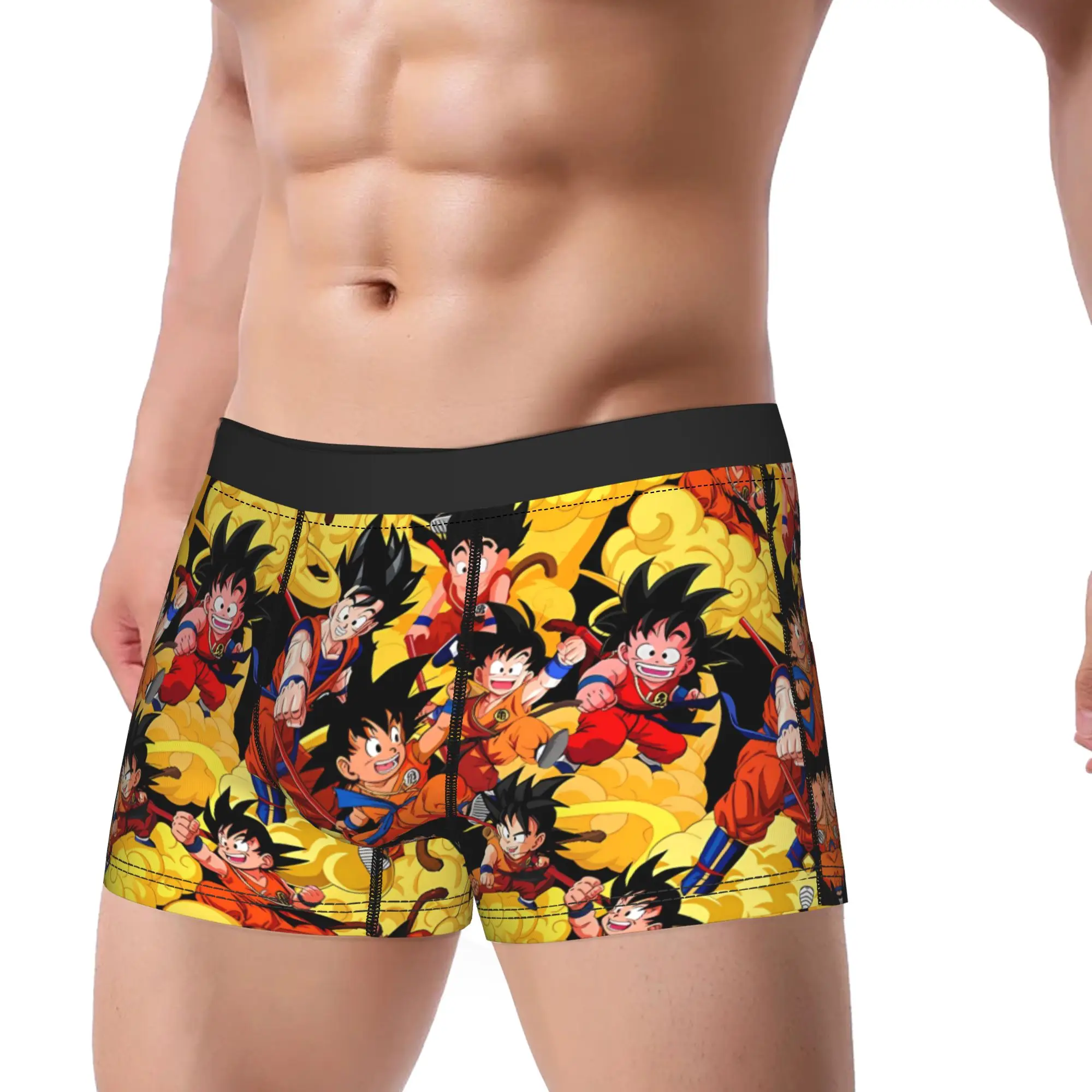 Goku Super Saiyan Collage Shorts Briefs  Underwear Trenky Men Elastic Boxer Shorts Printing Oversize Underpants