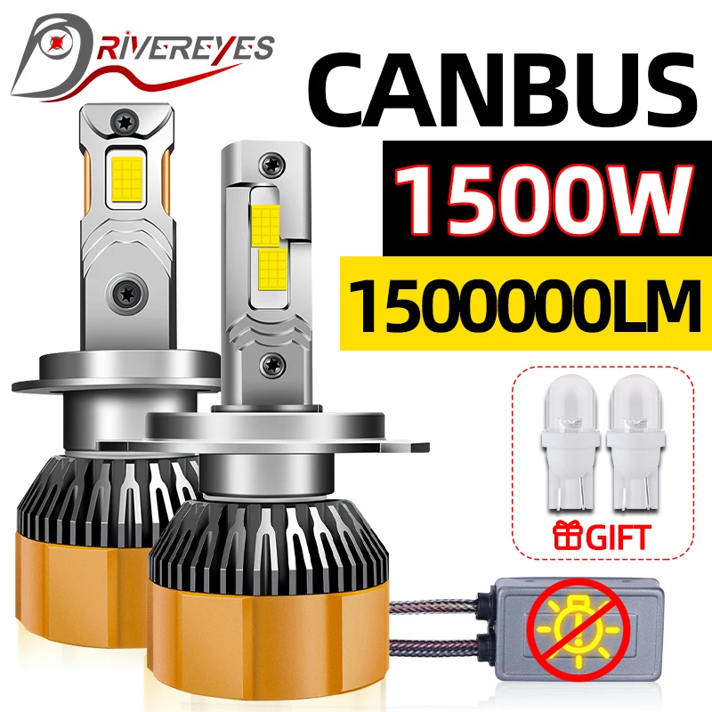 K5C H7 LED 1500000LM 1500W Car Headlight Canbus H1 H3 H4 H11 9012 HIR2 H8 H9 9005 9006 HB3 HB4 8580 CSP Chips Auto Lamp Fog Lamp