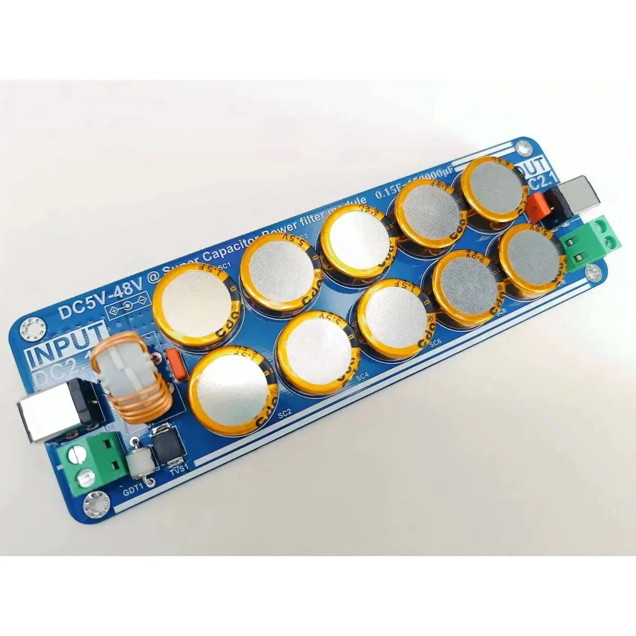 

5V-48V Supercapacitor Power Filter Board 10A Linear Switching Power Supply for Raspberry Pi Headphone Amplifier DAC Amplifier
