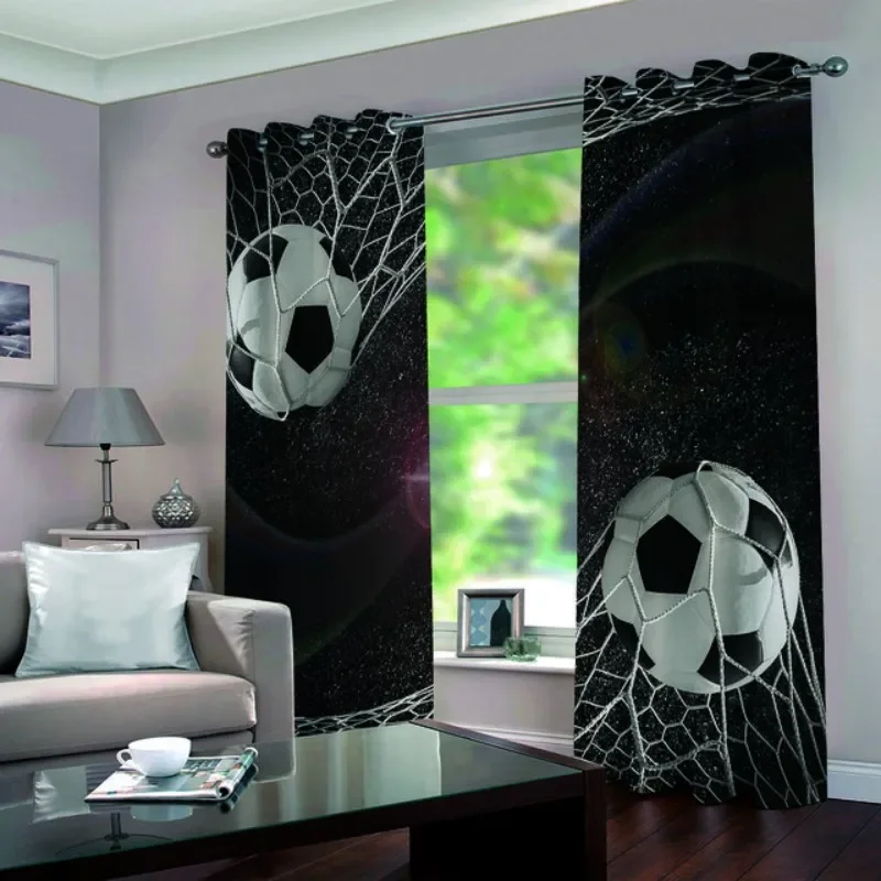 Cartoon Football Ball Blackout Curtains For Window Treatment Blinds Finished Drapes Window Blackout Curtains For Living Bedroom