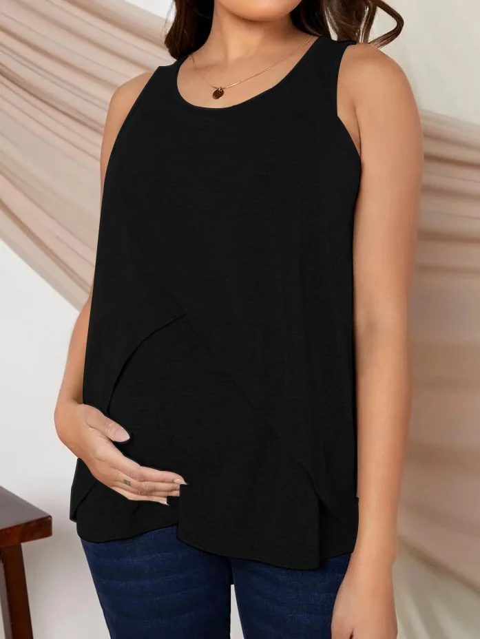 Pregnant Women's Breastfeeding Top 2023 New Breastfeeding Tank Top Wool Warm Fashion Versatile Round Neck T-shirt