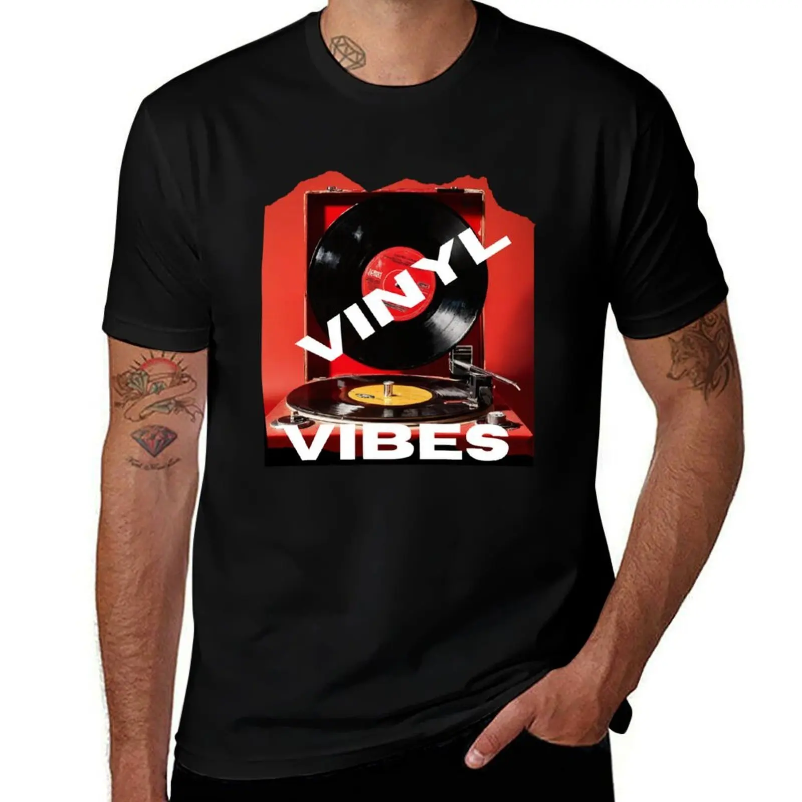 Vinyl Vibes Record Player Design #1255 T-Shirt Sports Basic Short Sleeve T-Shirt