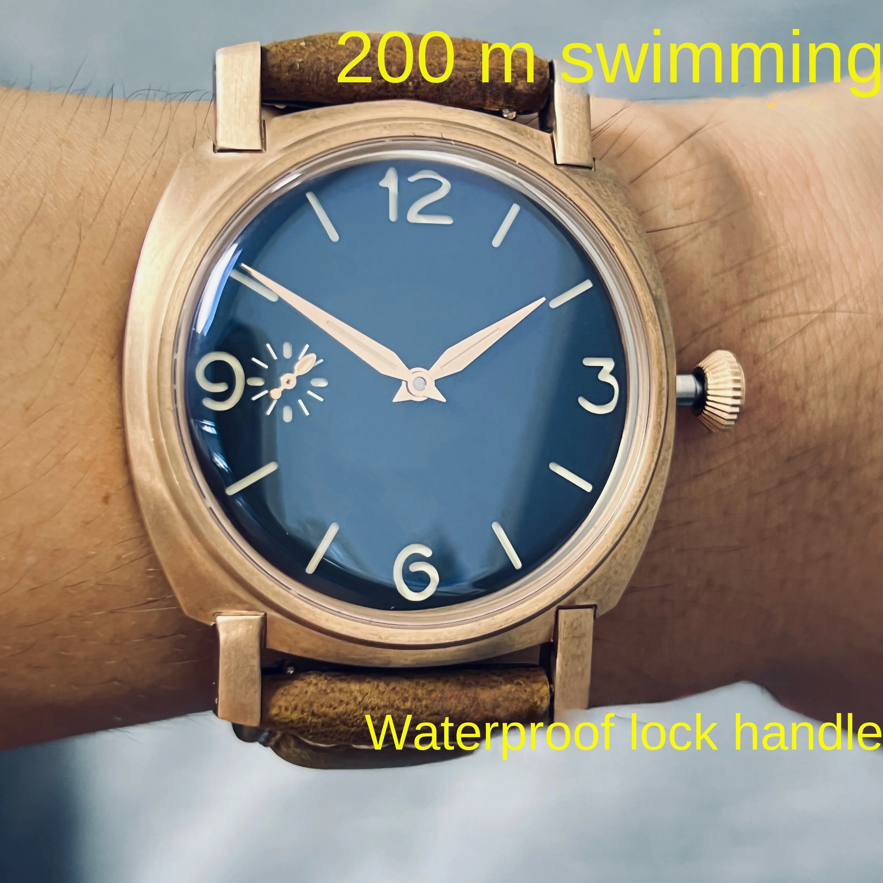 Manual mechanical ST3600 movement, C3 luminous waterproof watch, waterproof 200 meters, horseskin band watch