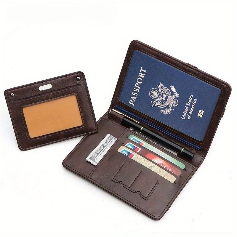 Portefeuille léger pour passeport, blocage RFID, plusieurs compartiments, documents de voyage, 1 pièce