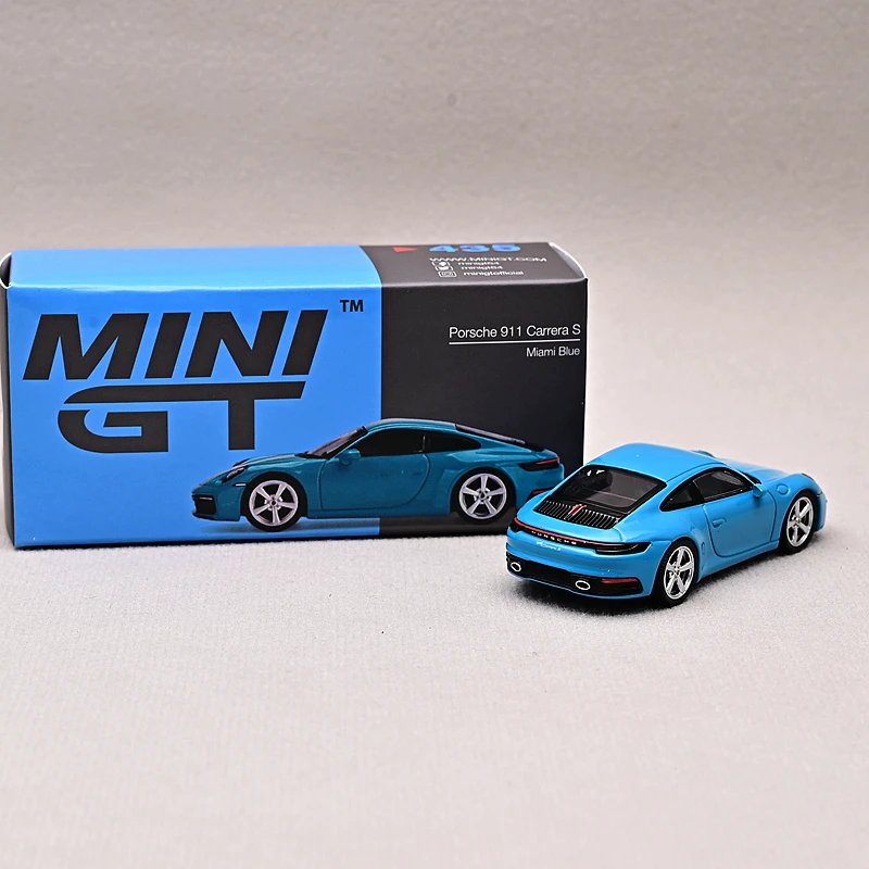 TSM MINI GT 1:64 #435  911 (992) Carrera S Miami Blue Die-cast alloy car model collection display  gifts