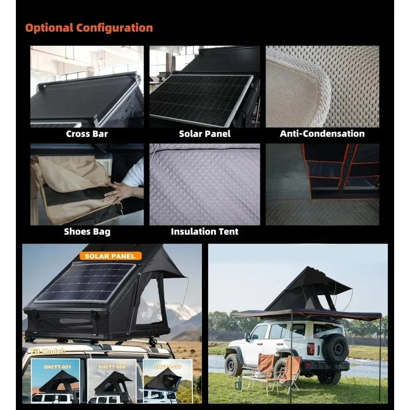 High Quality 4 Sides Pop-Up Window Hard Shell Roof Top Tent Automatic Quick Open Waterproof Overland Camping Supplies