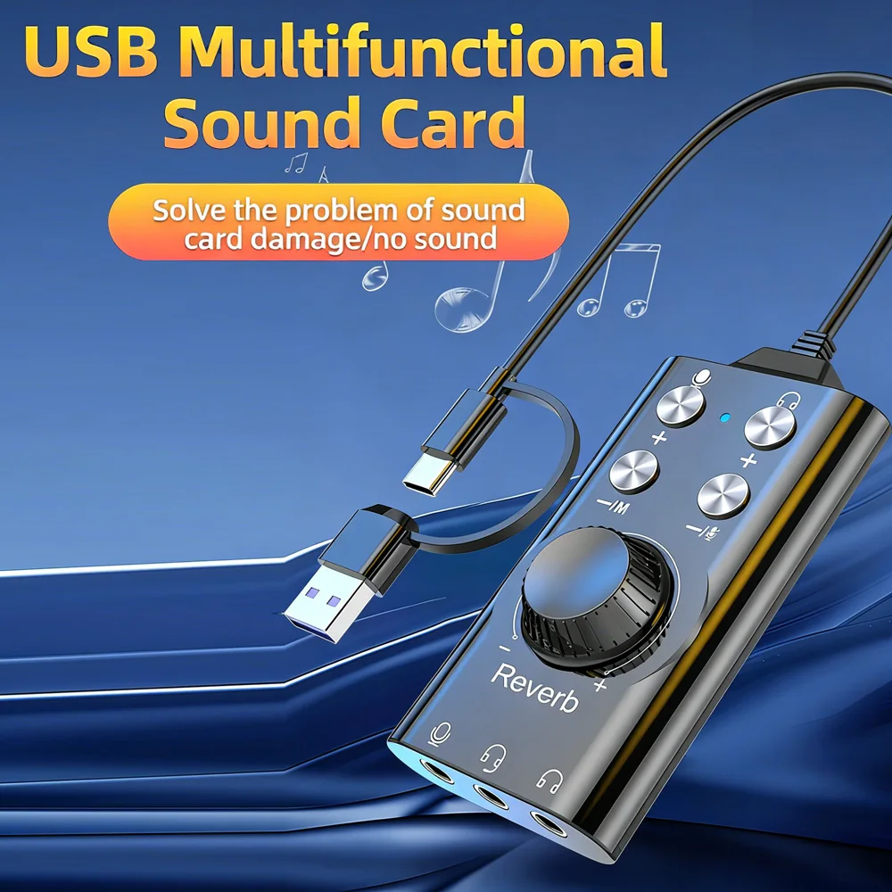 

Внешняя звуковая карта USB 7.1, аудиоадаптер USB на 3,5 мм, USB-адаптер для наушников и микрофона для компьютера, ноутбука, PS4