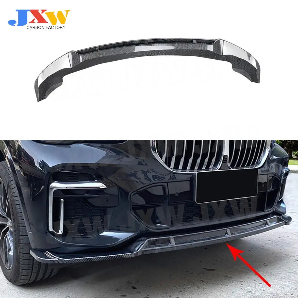 

ABS Carbon Look Front Bumper Lip Spoiler Three-stage for BMW X5 G05 M Sport 2019 + Gloss Black Cars Accessories Body kits