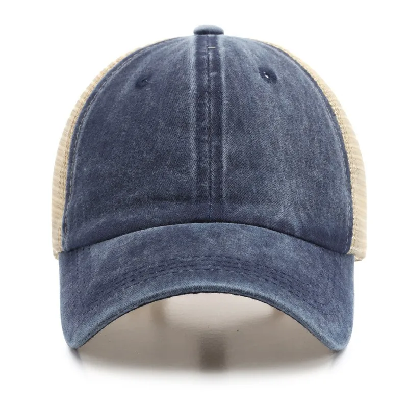 Vintage Washed Distressed Baseball Cap Men Mesh Trucker Hat Casual Women Hip Hop Caps Kpop Snapback Sun Hats