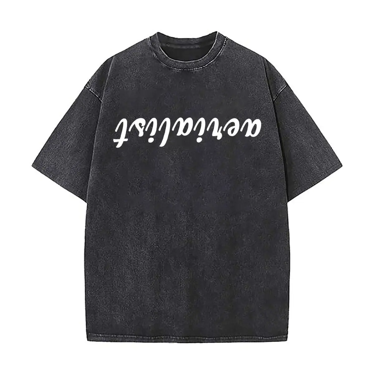 Foreign Text Mystery Art Vintage Distressed Washed Cotton Short Sleeve Streetwear Outfit