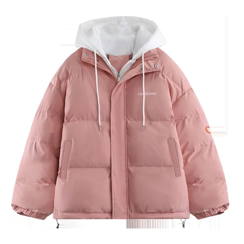 

Insulated Jacket Heavyweight Hooded Oversized Jacket Korean Fashionable Comfortable Jacket Faux TwoPiece Quilted Coat