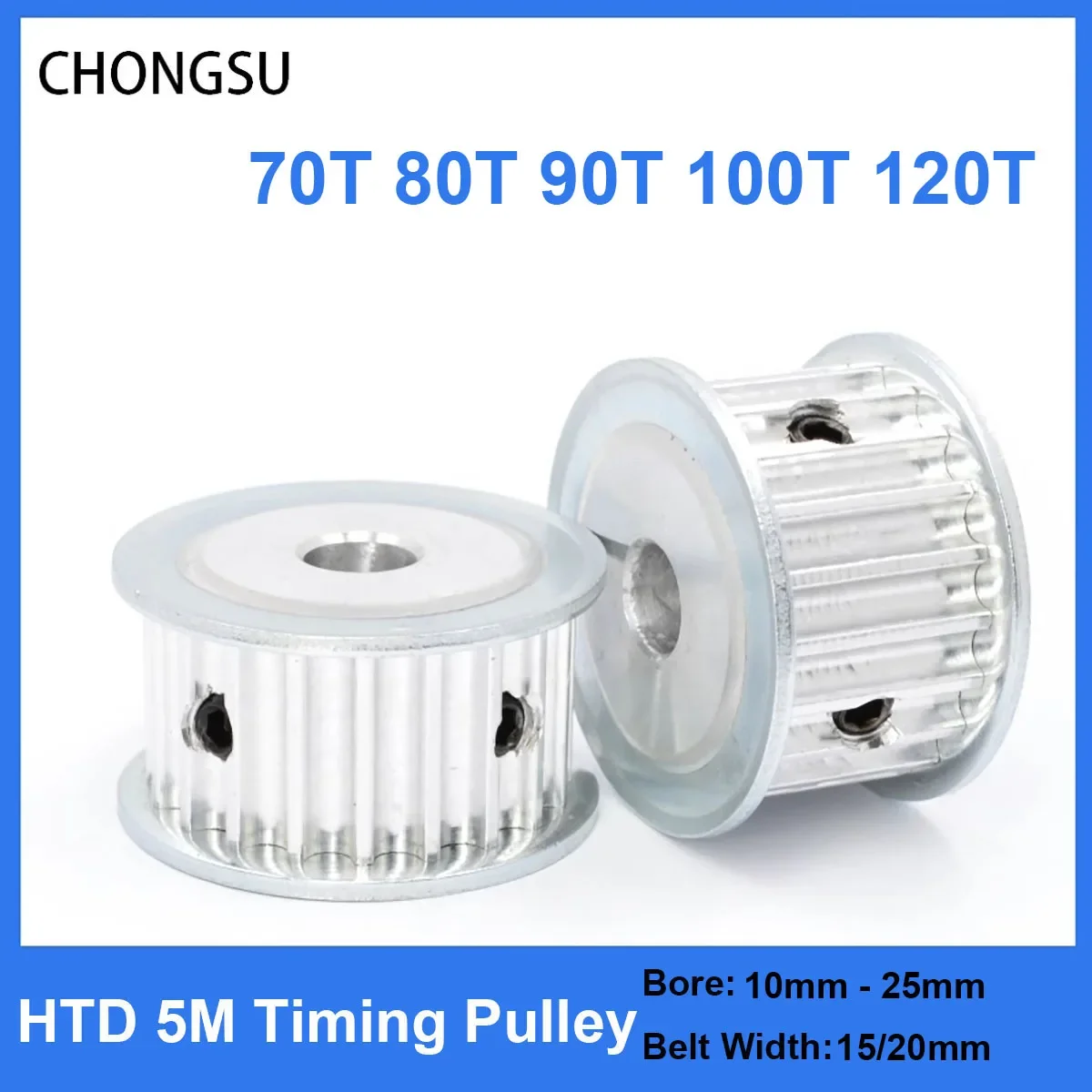 

HTD 5M Timing Pulley 70T 80T 90T 100T 120T 16/21mm Width Toothed Belt Pulleys 10mm-25mm Bore 5mm Pitch Synchronous Belt Pulley