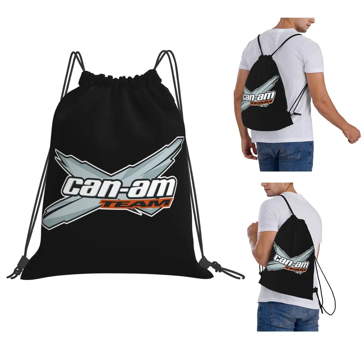 Can I Am Team Off-Road Or On-Road BRP ATV Backpacks Portable Drawstring Bundle Pocket Sports Bag Book Bags for Man Woman School