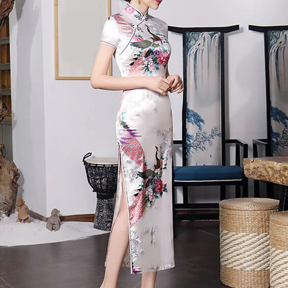 Sukienka Występ Republika Chińska Retro Jesień Młodzieżowy Styl Cheongsam Chiński Styl Elegancja Stójka