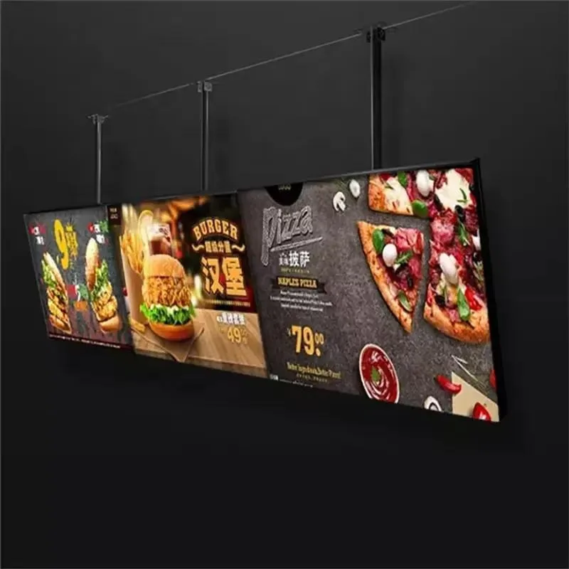 Innovative LED restaurant ultra-thin rectangular hanging decorative stainless steel and acrylic weatherproof light box