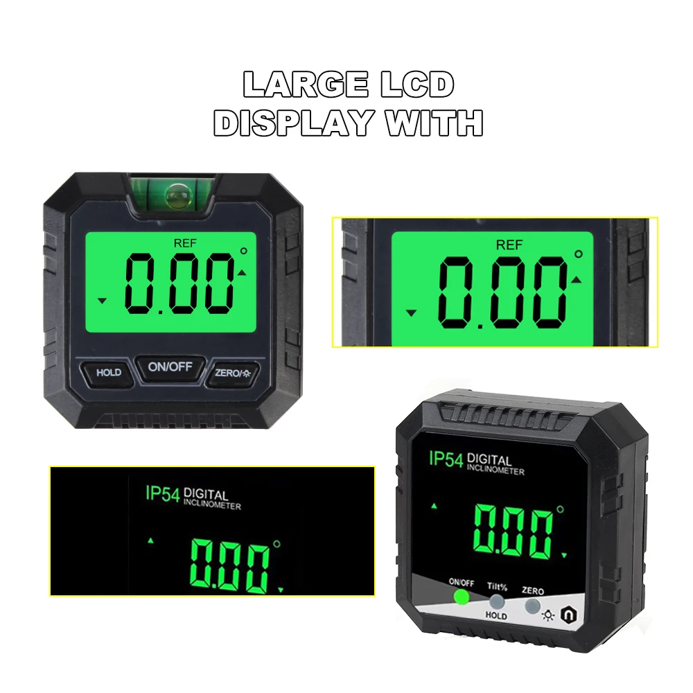 Imagem -03 - Bolha Portátil Angle Finder Nível Elétrico Inclinômetro Escala Horizontal Régua Transferidor Nível de Espírito Digital 90 Graus