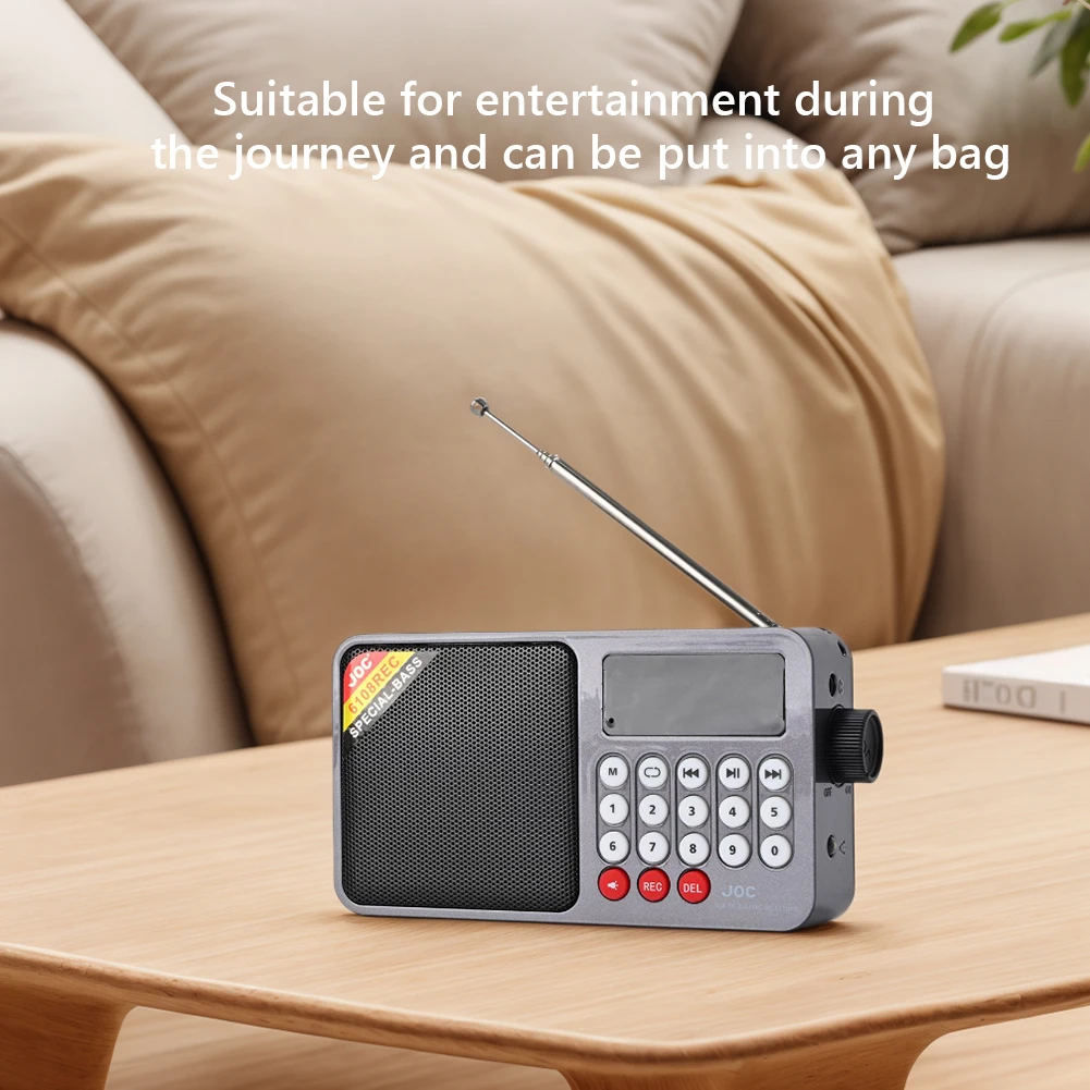 راديو FM رقمي مشغل موسيقى MP3 يدعم بطاقة TF ومحرك USB وراديو محمول مع شاشة عرض LED للمنزل في الهواء الطلق #2