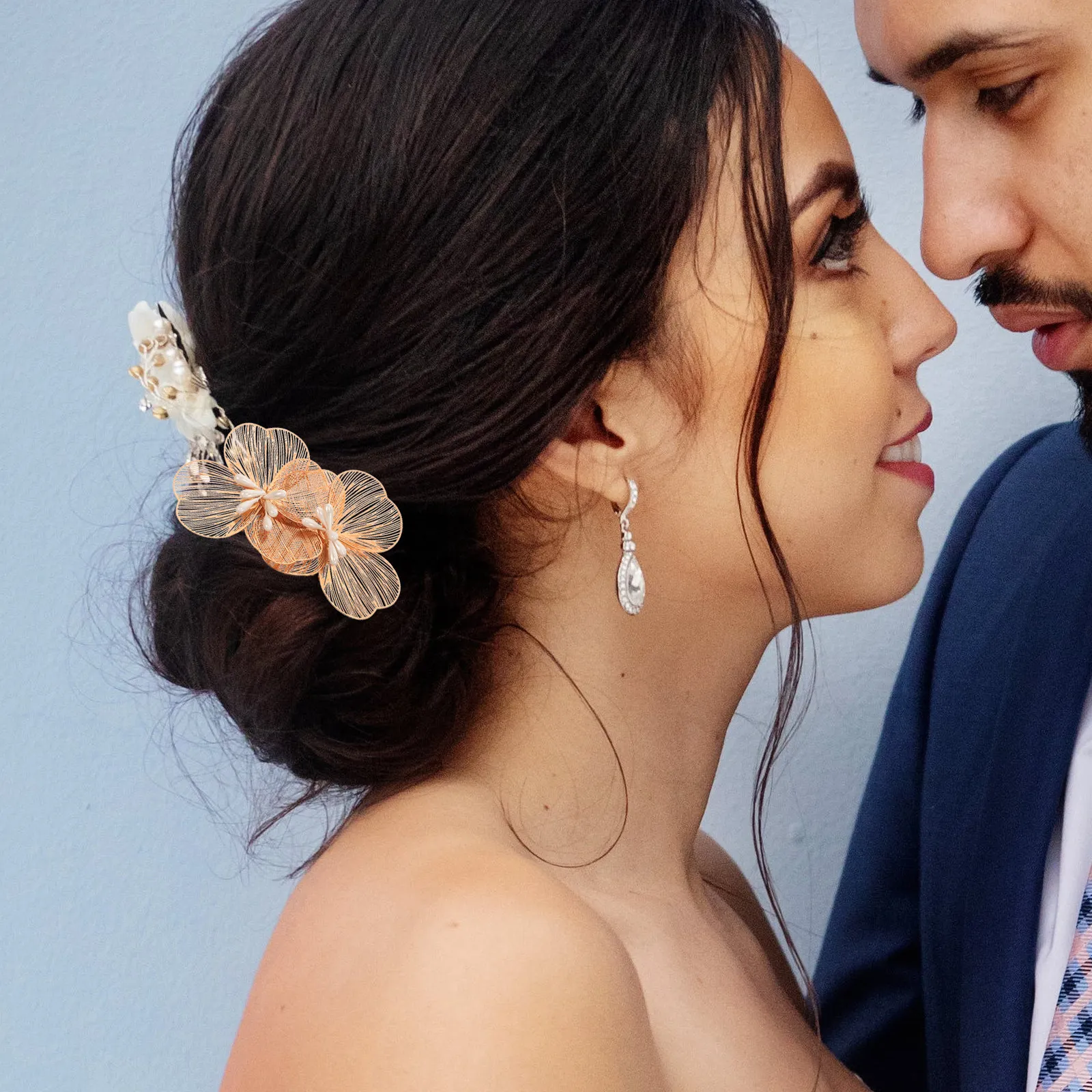 

Gold Flower Hair Side Comb Decorative Bride Hairpin Vintage Wedding Hair Accessory Korean Style Bridal Headpiece for Women