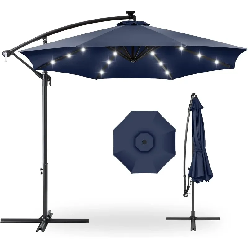 

Best Choice Products 10ft Solar LED Offset Hanging Market Patio Umbrella for Backyard, Poolside, Lawn and Garden w/Easy