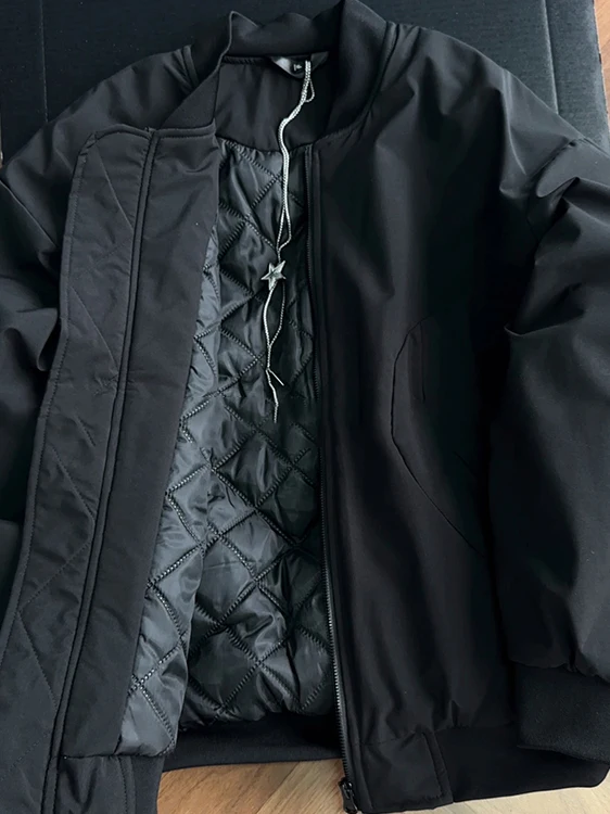 

New 2025 American Sle Bla Cotton Pilot Jaet Men's Winter High-End Feel Baseball Collar Coat Faionable Urban Loose Fit