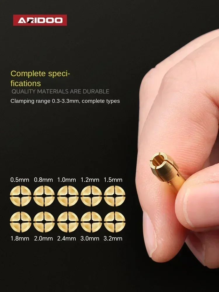Mini Brass Collet Chuck 3-Jaw Chuck Drill Bit Set for Electric Grinder Carving Machine