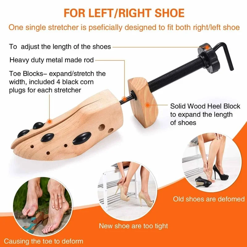 Stretcher Shoes Tree Shaper Rack 1Piece Unisex Shoe  S/M/L for Women Man Adjustable Wooden Pumps Boots Expander Trees Size