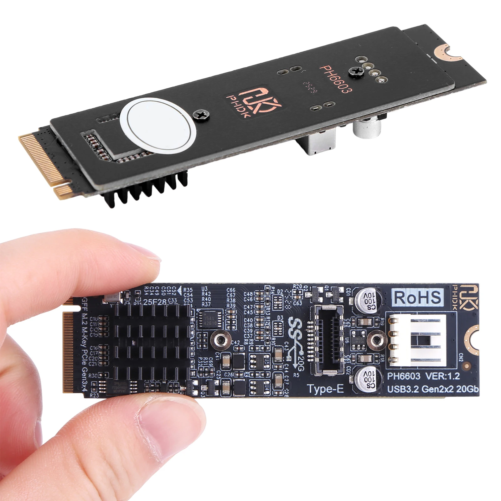 M2 NVME To TYPE-E Adapter 20Gbps High Speed M2 M Key PCIe To USB3.2 Front Panel Expansion Card ASM3242 Chipset for PC