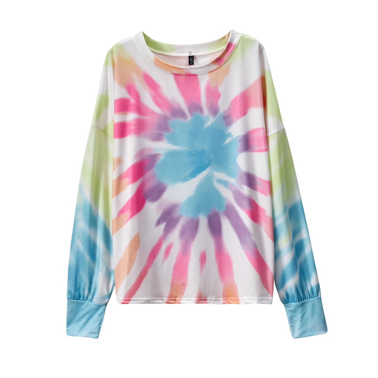 Hot Selling Tie Dyed Gradient Printed Long Sleeved Round Neck Casual Hoodie