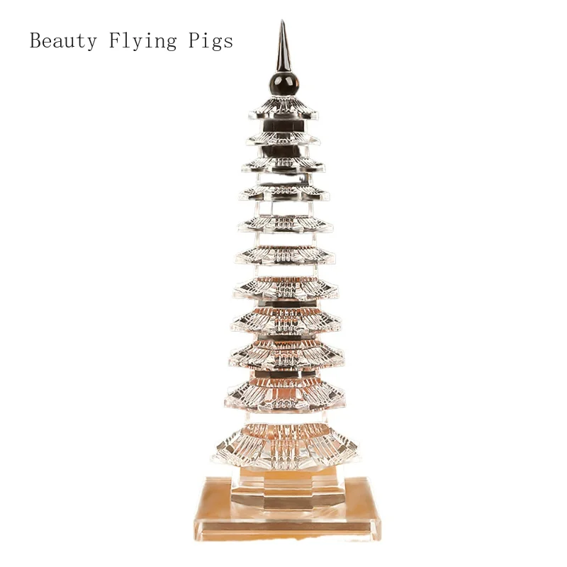 

1PCS natural white crystal Wenchang Tower ornaments study bedroom office desk decoration handicrafts